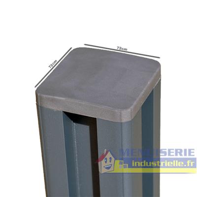 Poteau aluminium gris 7016 pour clôture ARCACHON - Hauteur 150cm